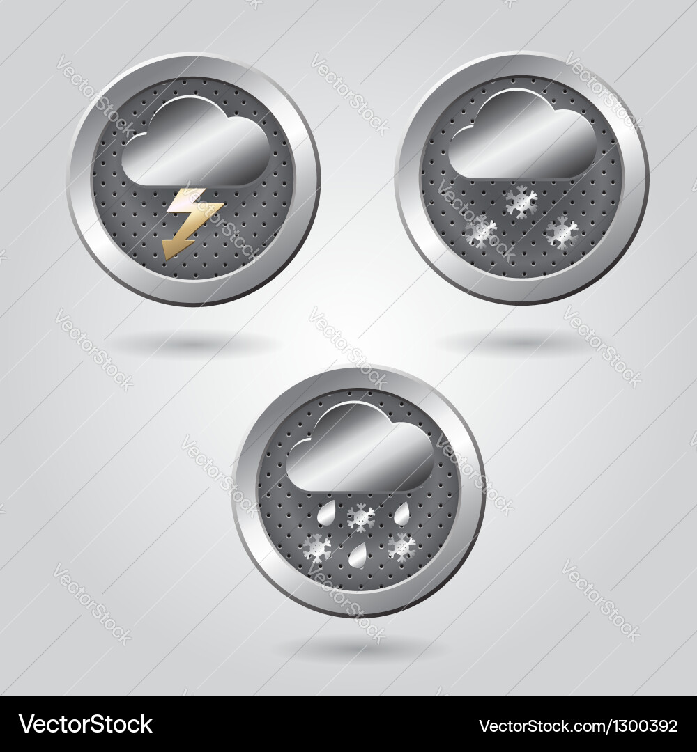 Set of stylish weather icon buttons for web vector image