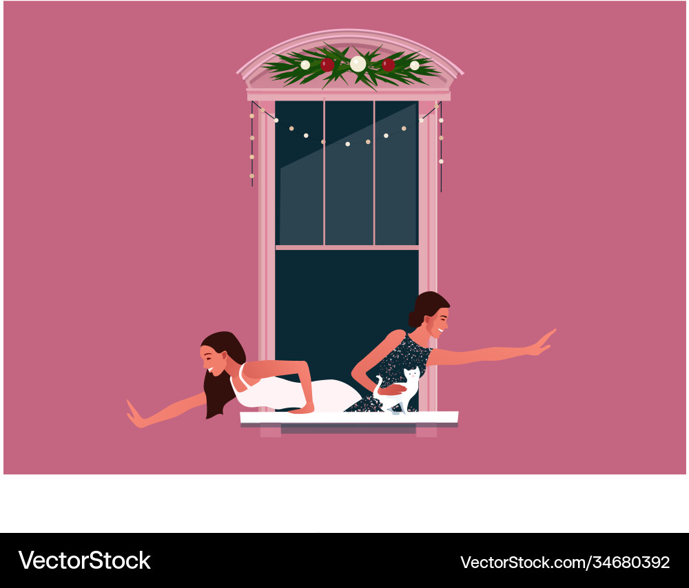 Window frames with neighbors doing daily things Window frames with neighbors doing daily things vector image