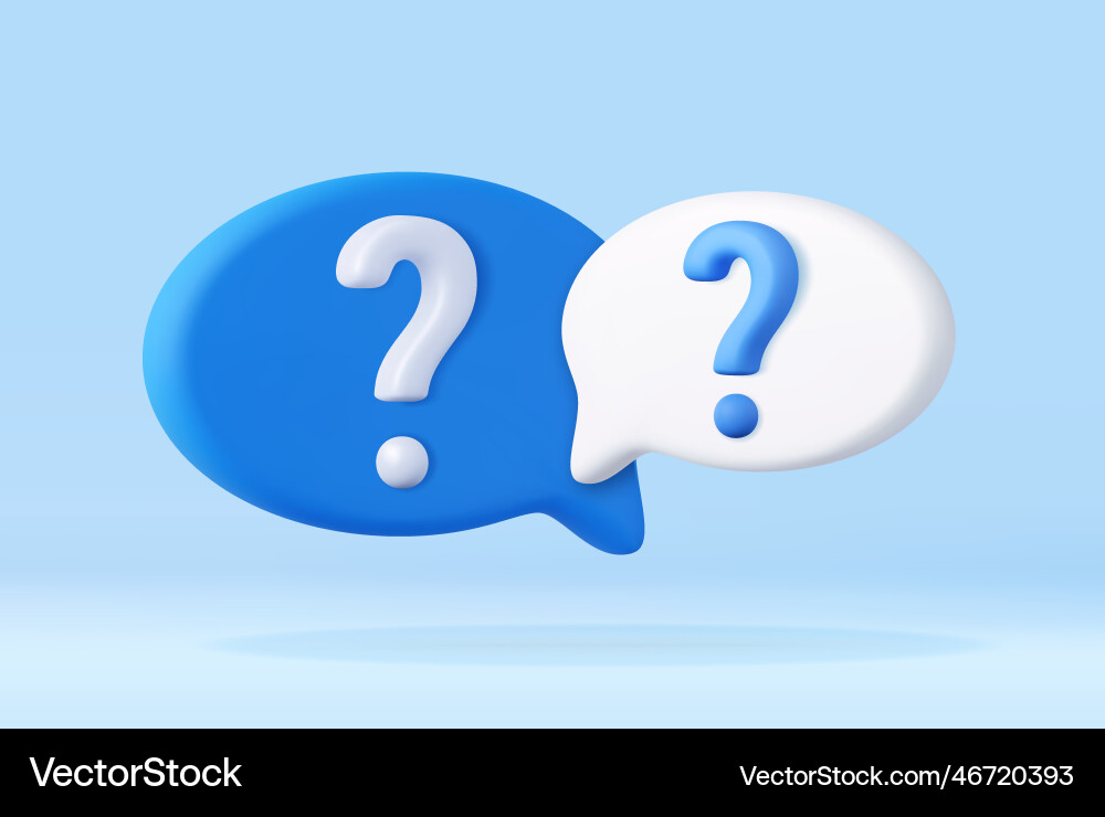 3d speech bubble with question mark vector image