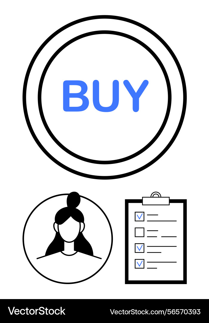 Buy button with user profile icon and checklist Vector Image