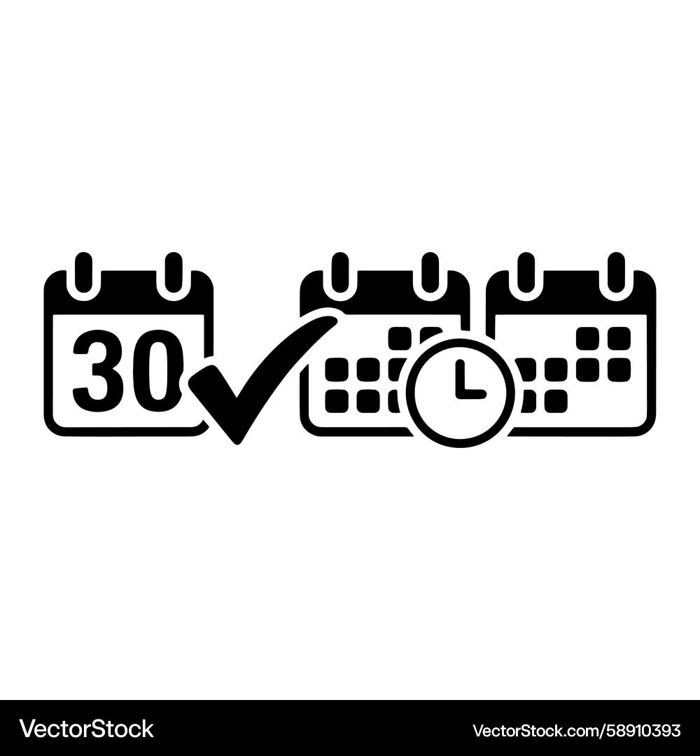 Calendar with Checkmark and Time Vector Image