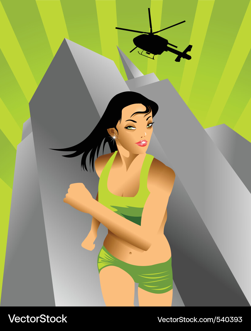 Dynamic Action Heroine Vector Image