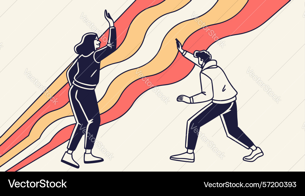Figures collaborating in abstract harmony design vector image