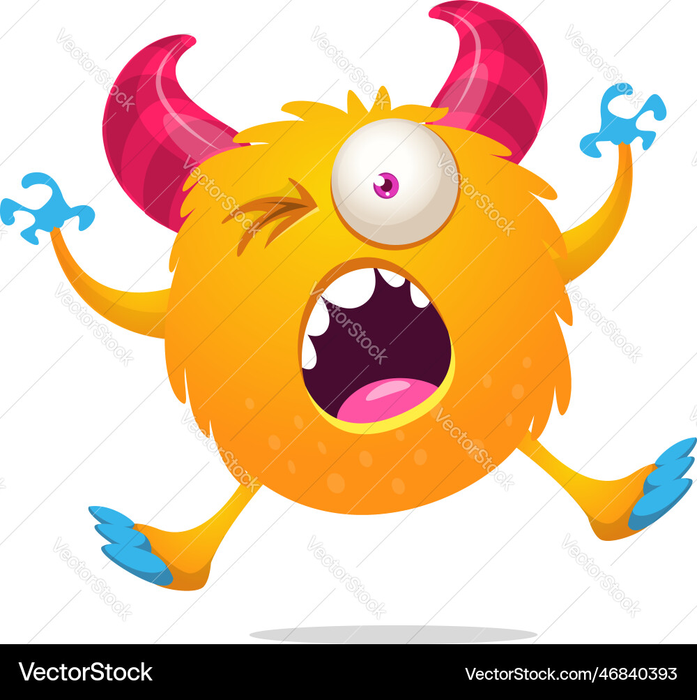Funny cartoon smiling monster creature halloween Funny cartoon smiling monster creature halloween vector image