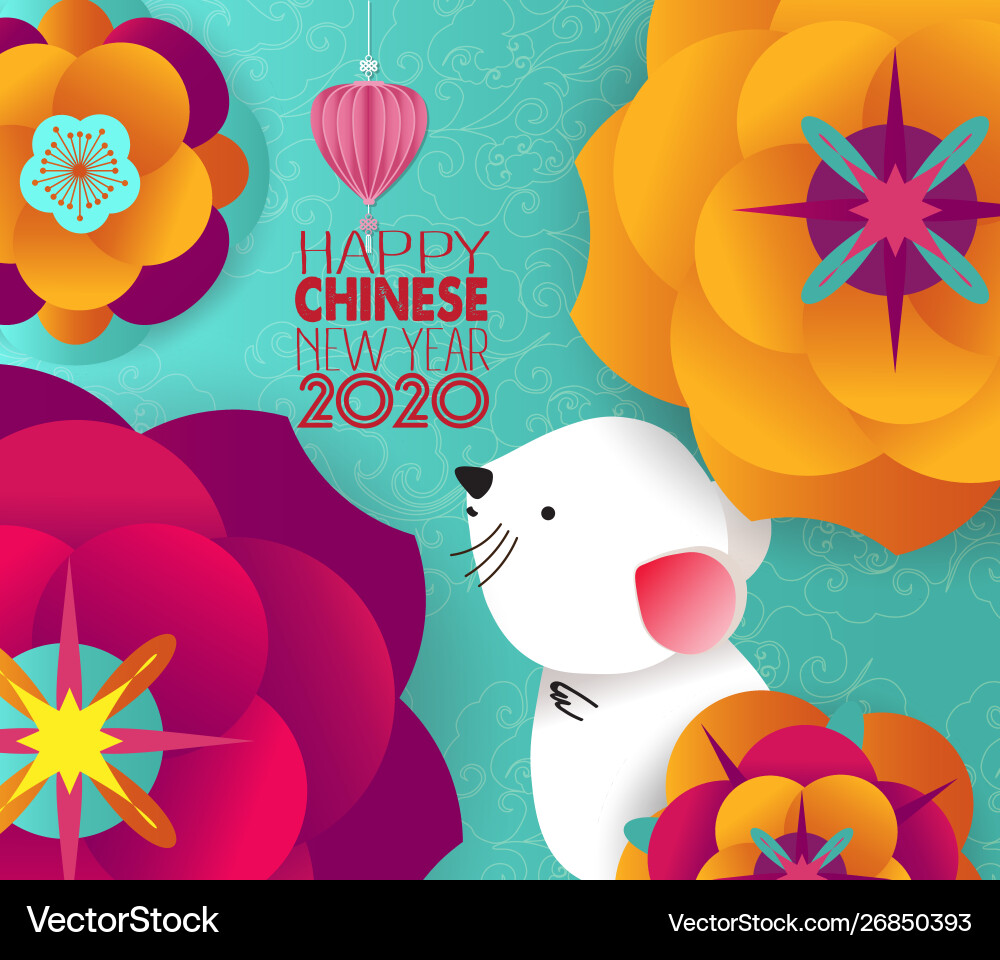 Happy chinese new year 2020 design cute rat Happy chinese new year 2020 design cute rat vector image