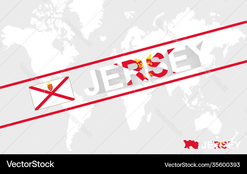 Jersey map flag and text Vector Image