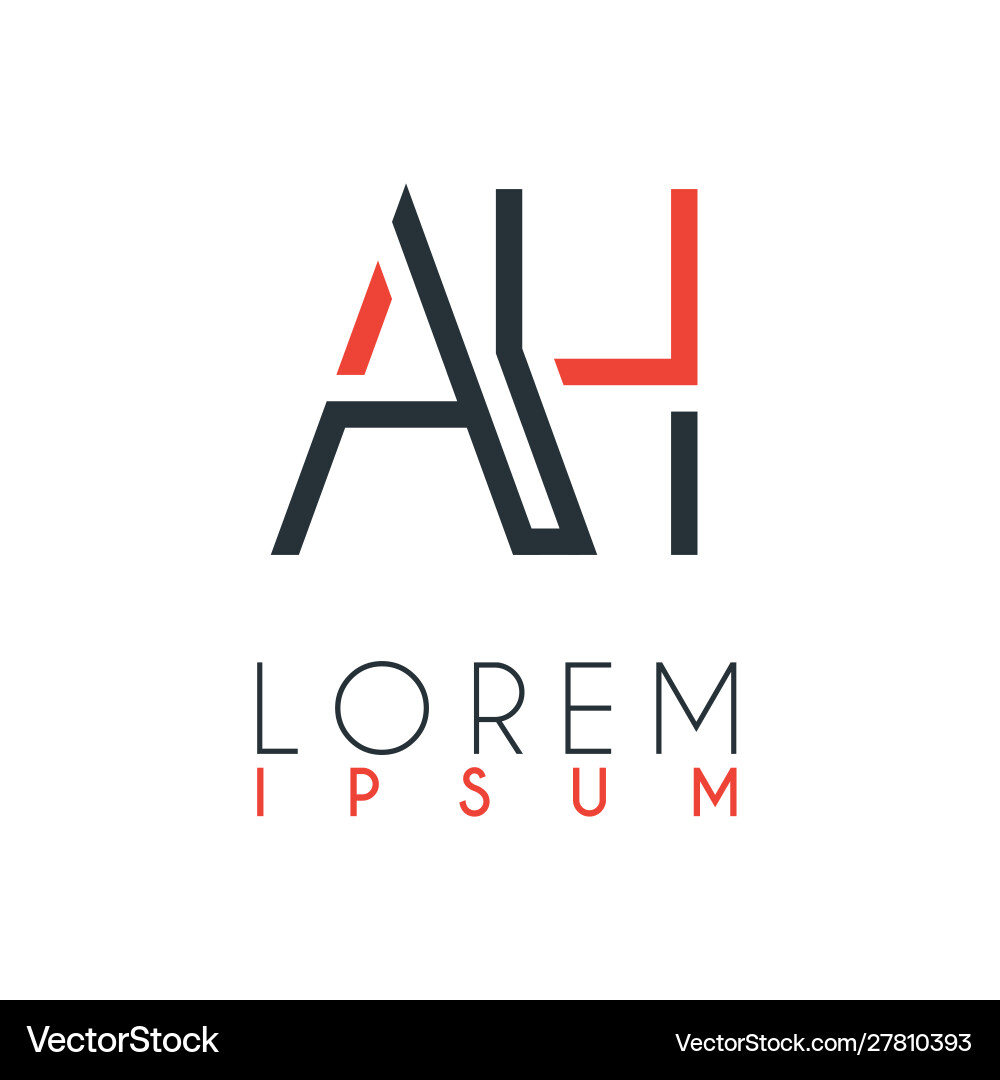 Logo between letter a and h or ah Logo between letter a and h or ah vector image