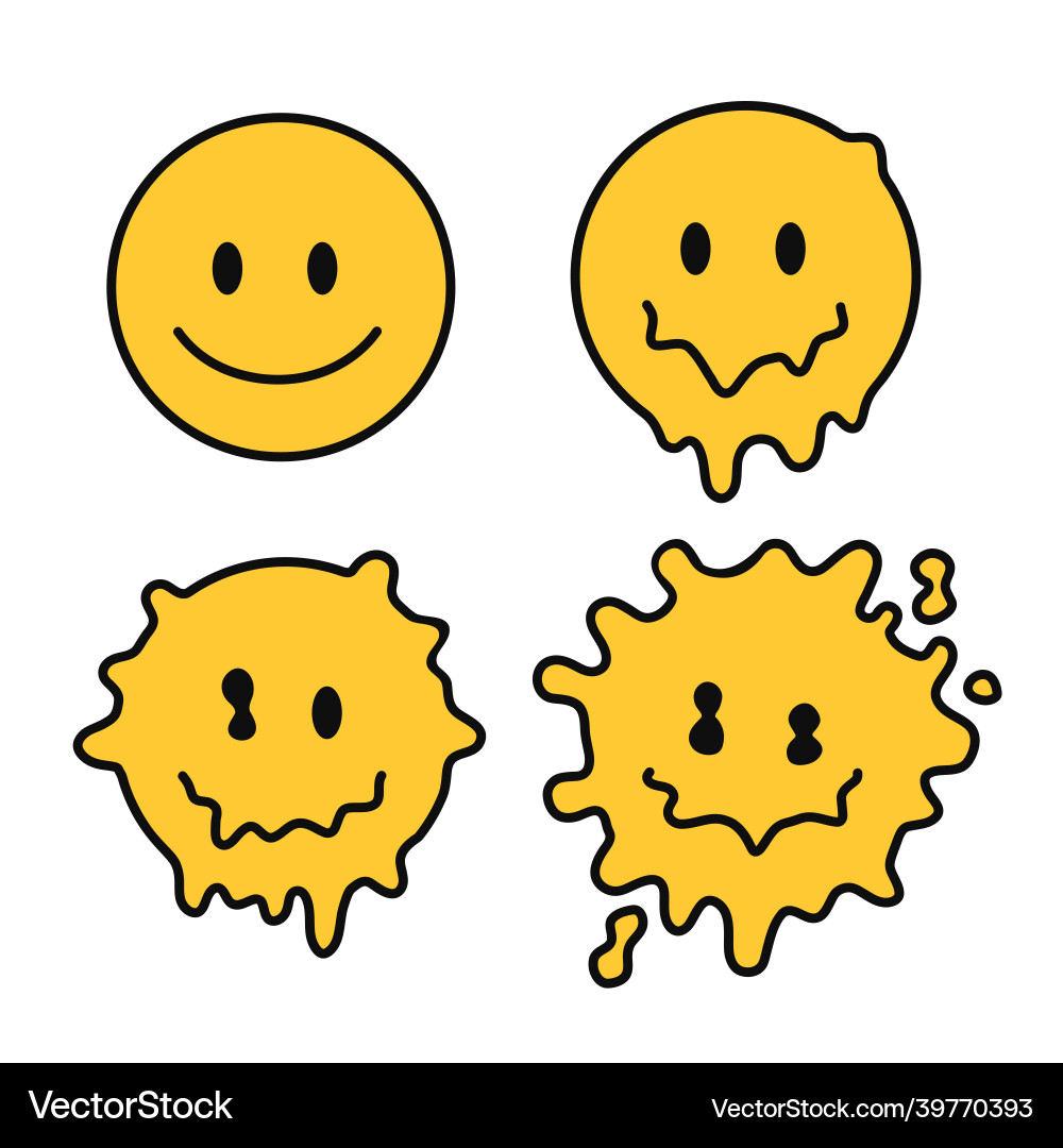 Lustige Schmelze Lächeln Gesichter Hand gezogen Doodle Lustige Schmelze Lächeln Gesichter Hand gezogen Doodle vektorbild