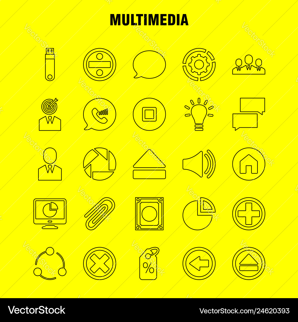 Multimedia line icon for web print and mobile Multimedia line icon for web print and mobile vector image