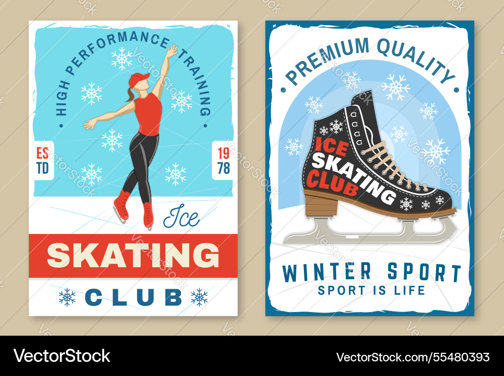 Set of ice skate club flyer poster banner design Set of ice skate club flyer poster banner design Vector Image