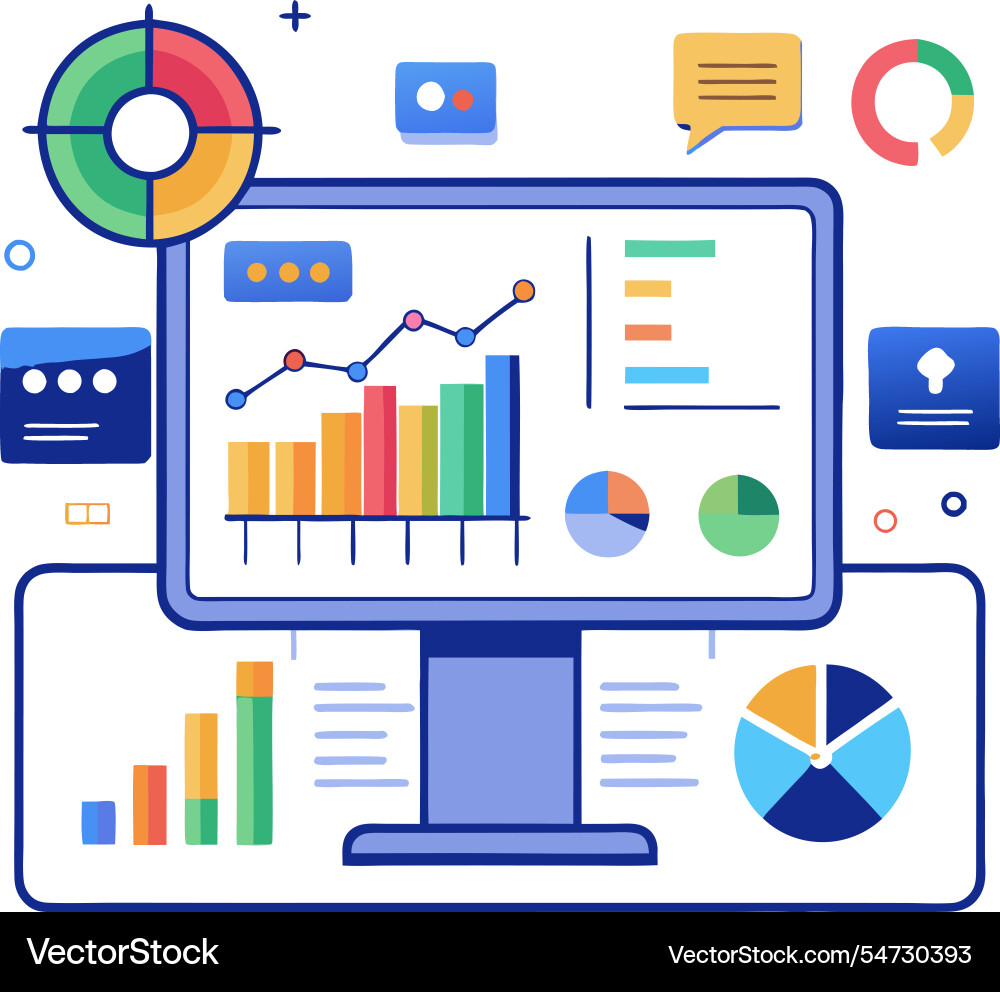 Ui ux info graphic data analysis dashboard showing vector image
