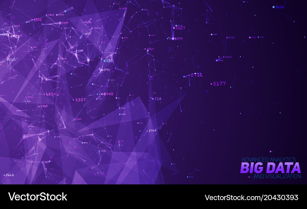Violet abstract 3d big data visualization vector image