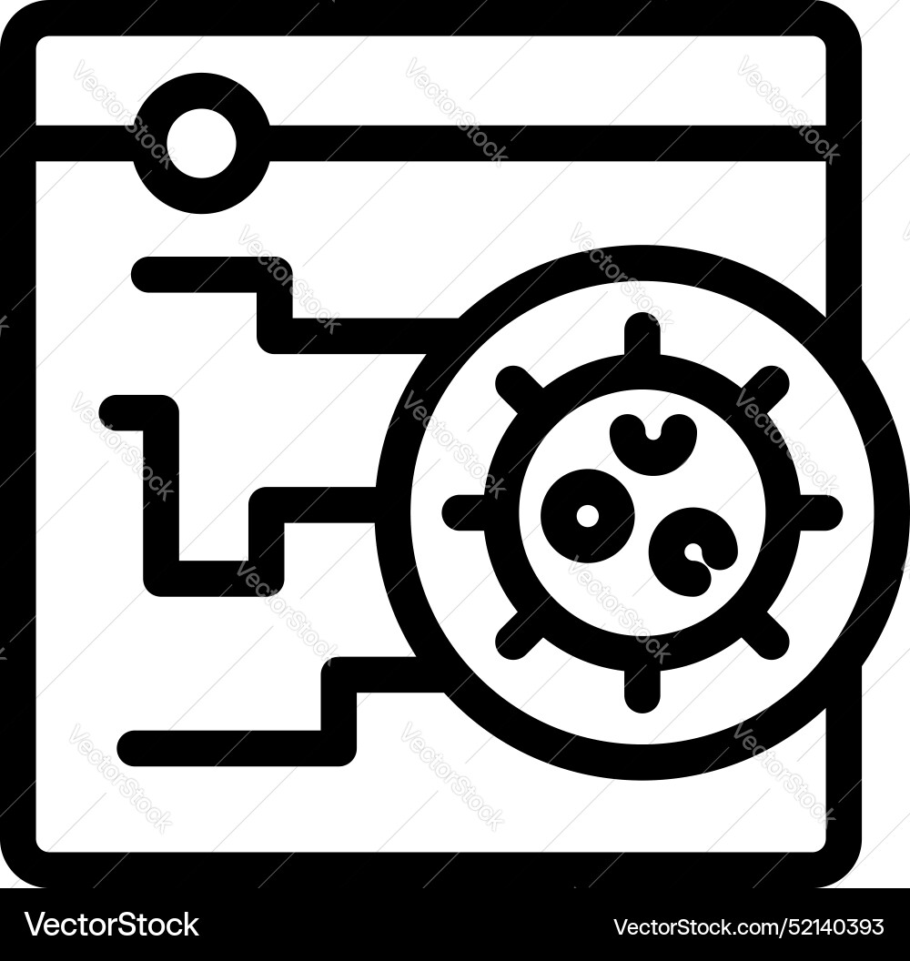 Virus scanner detecting malware on microchip icon Virus scanner detecting malware on microchip icon vector image