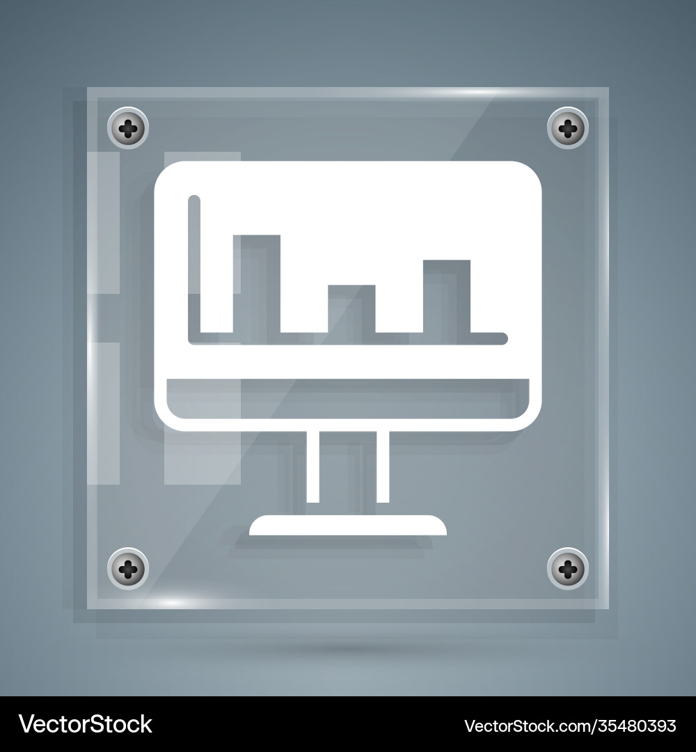 White computer monitor with graph chart icon White computer monitor with graph chart icon vector image