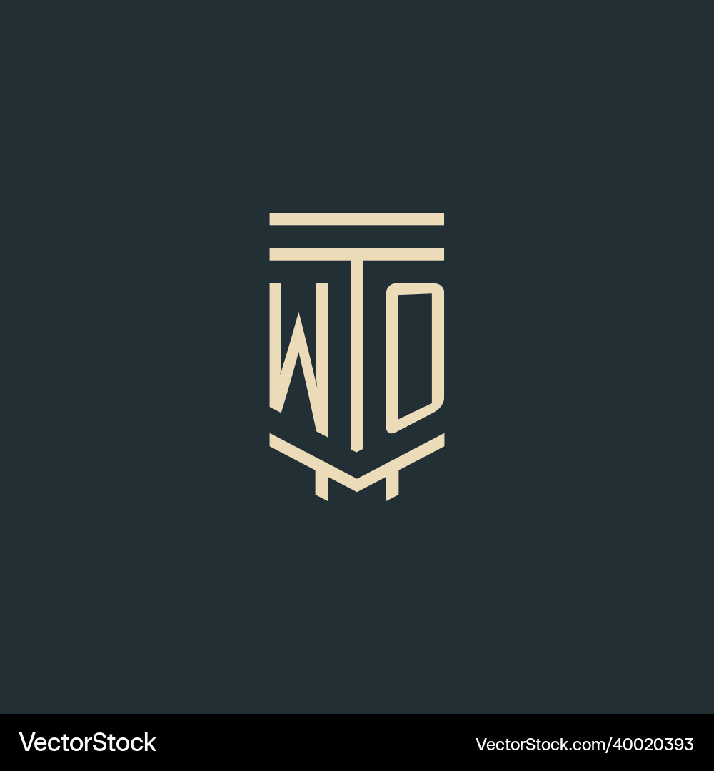 Wo initial monogram with simple line art pillar Vector Image