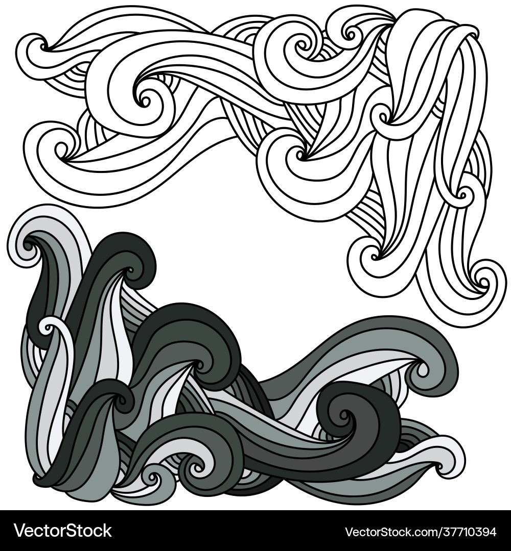 A set two doodle corners curls and arcs Vector Image