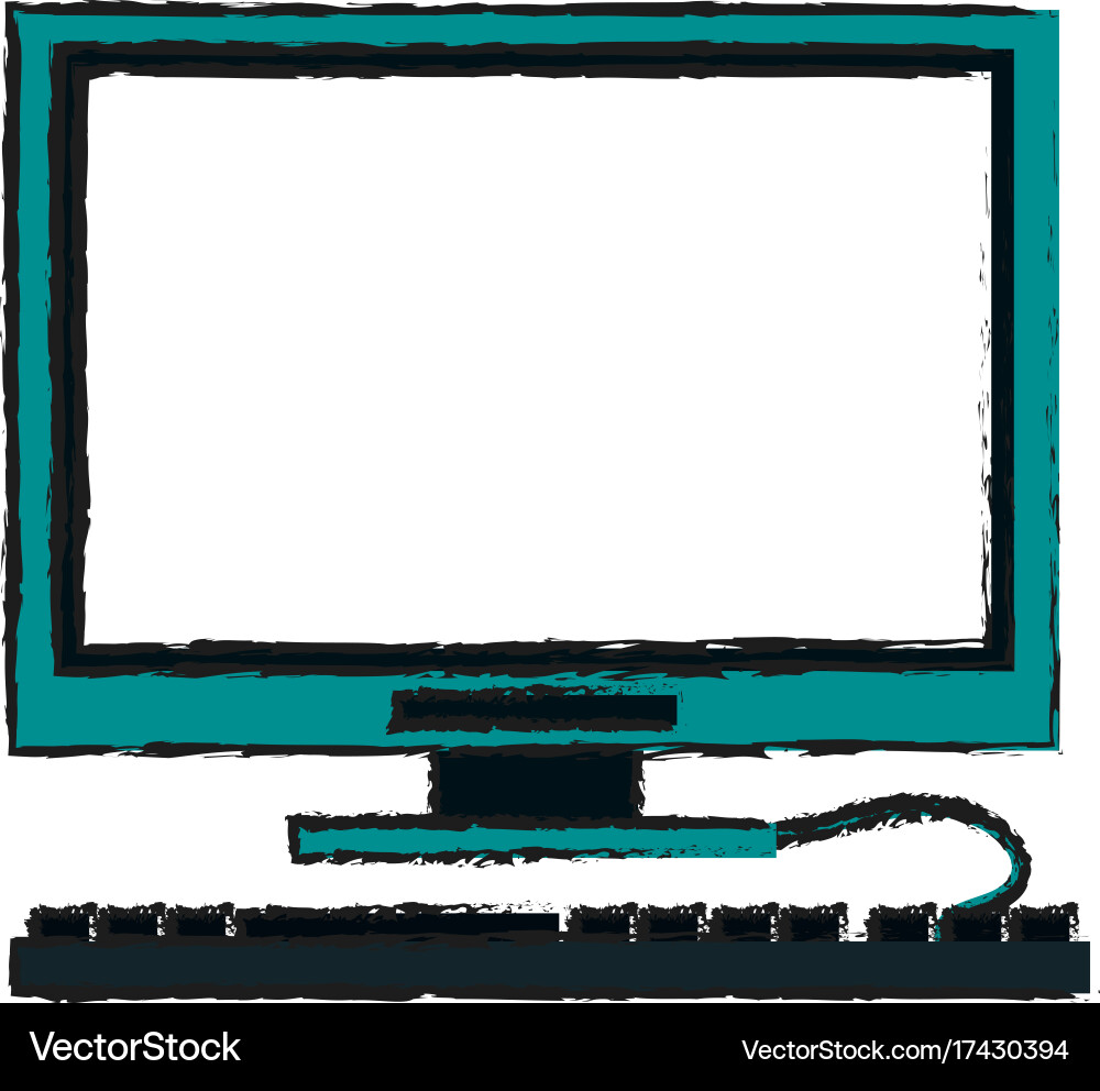 Computer monitor and keyboard icon image vector image