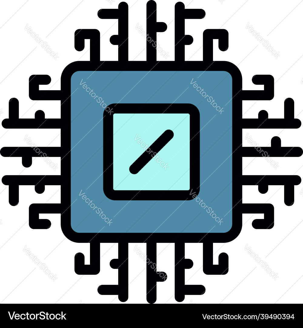 Computer processor icon color outline Vector Image