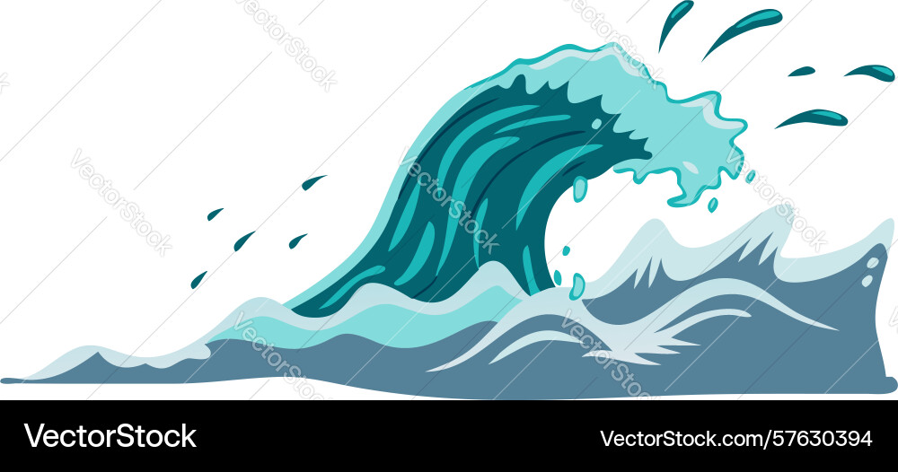 Crashing ocean wave with splashing foam Vector Image