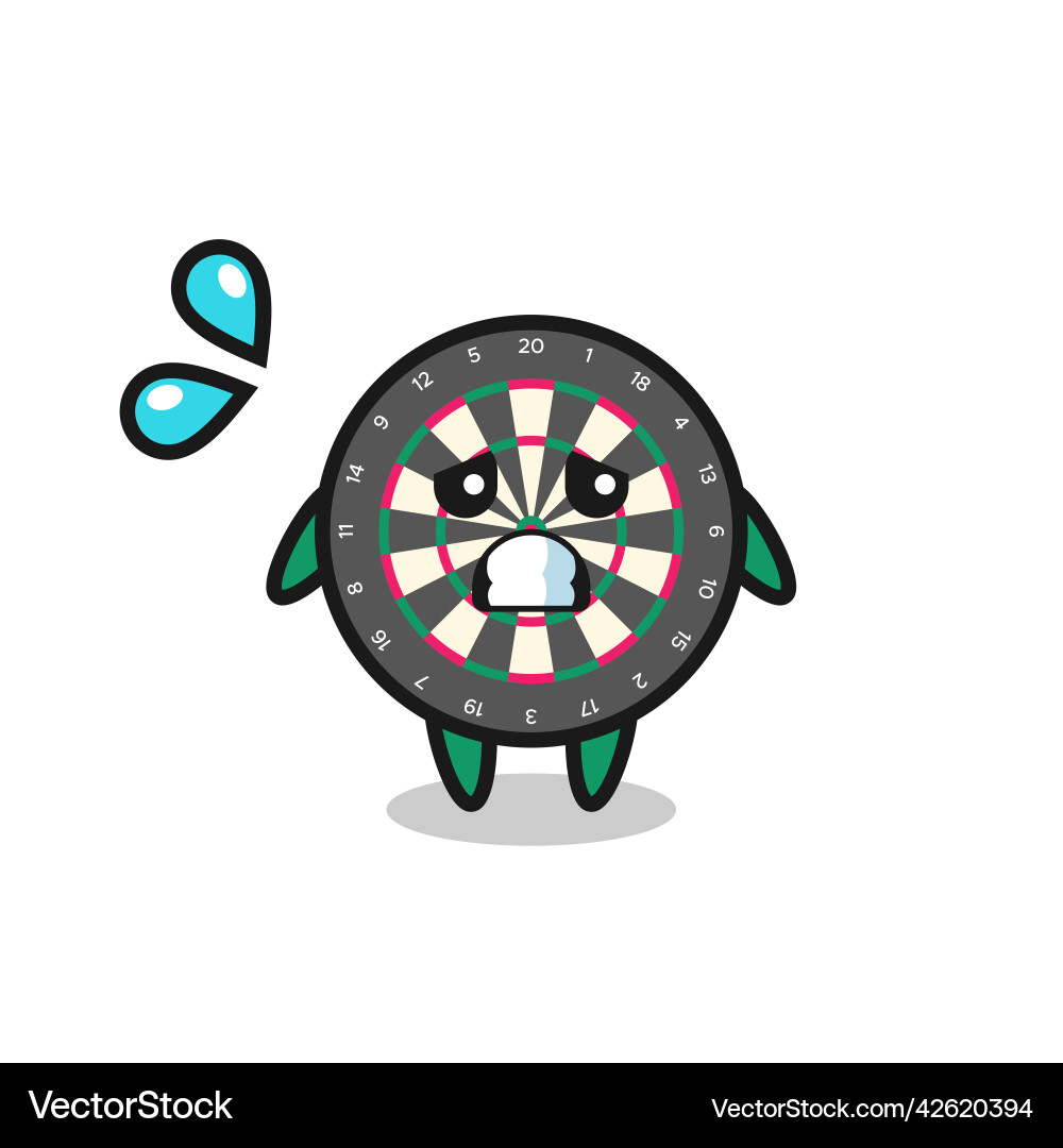 Dart board mascot character with afraid gesture Vector Image
