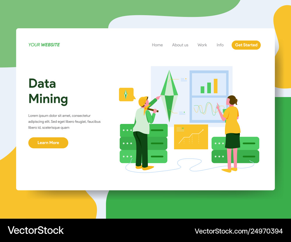Data Mining Landing Page Template vector image