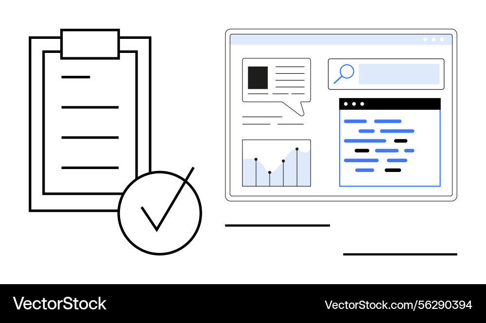 Digital dashboard with analytics and checklist Digital dashboard with analytics and checklist vector image