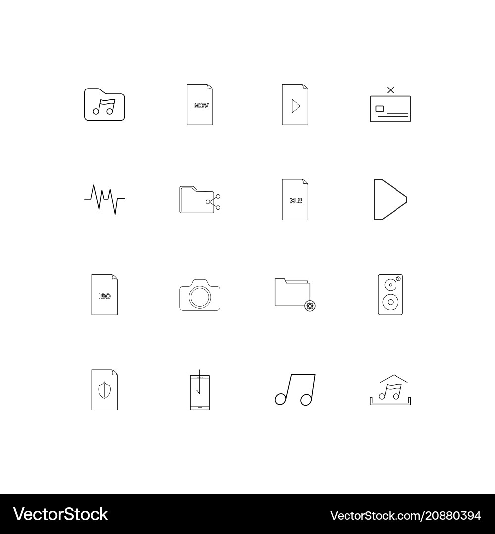 Files and folders sign linear thin icons set vector image