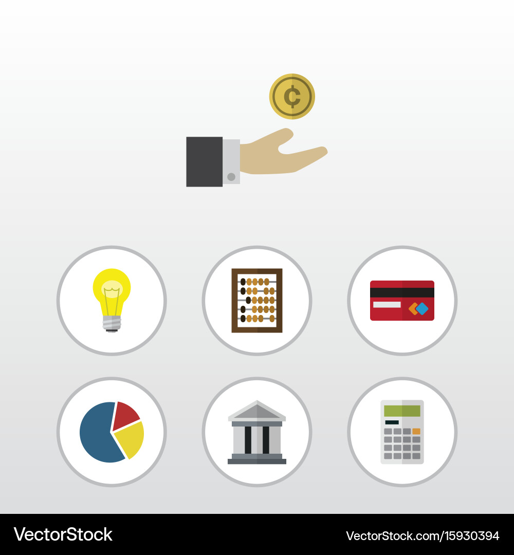 Flat icon incoming set of bank counter calculate Vector Image