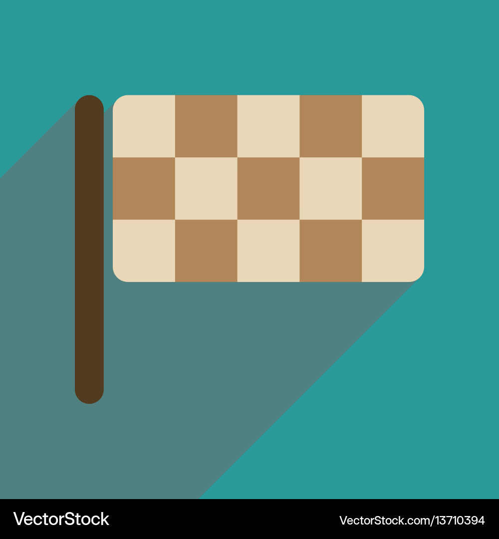 Flat web icon with long shadow checkered flag vector image