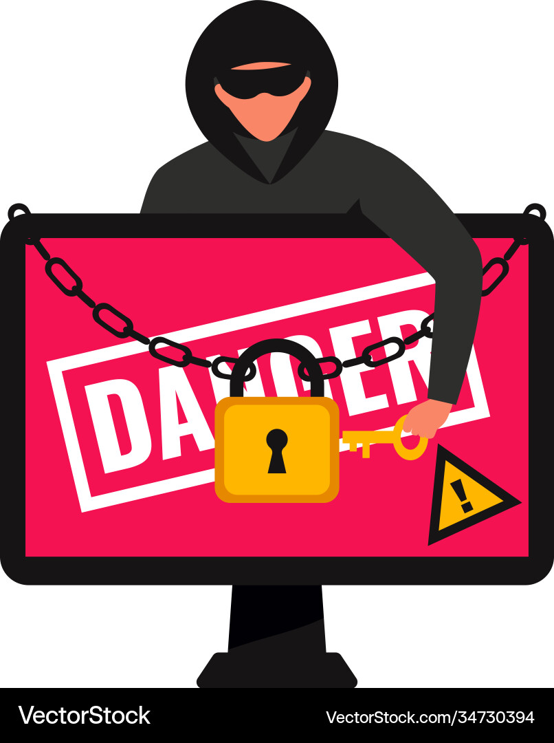Hacker locked computer composition Vector Image