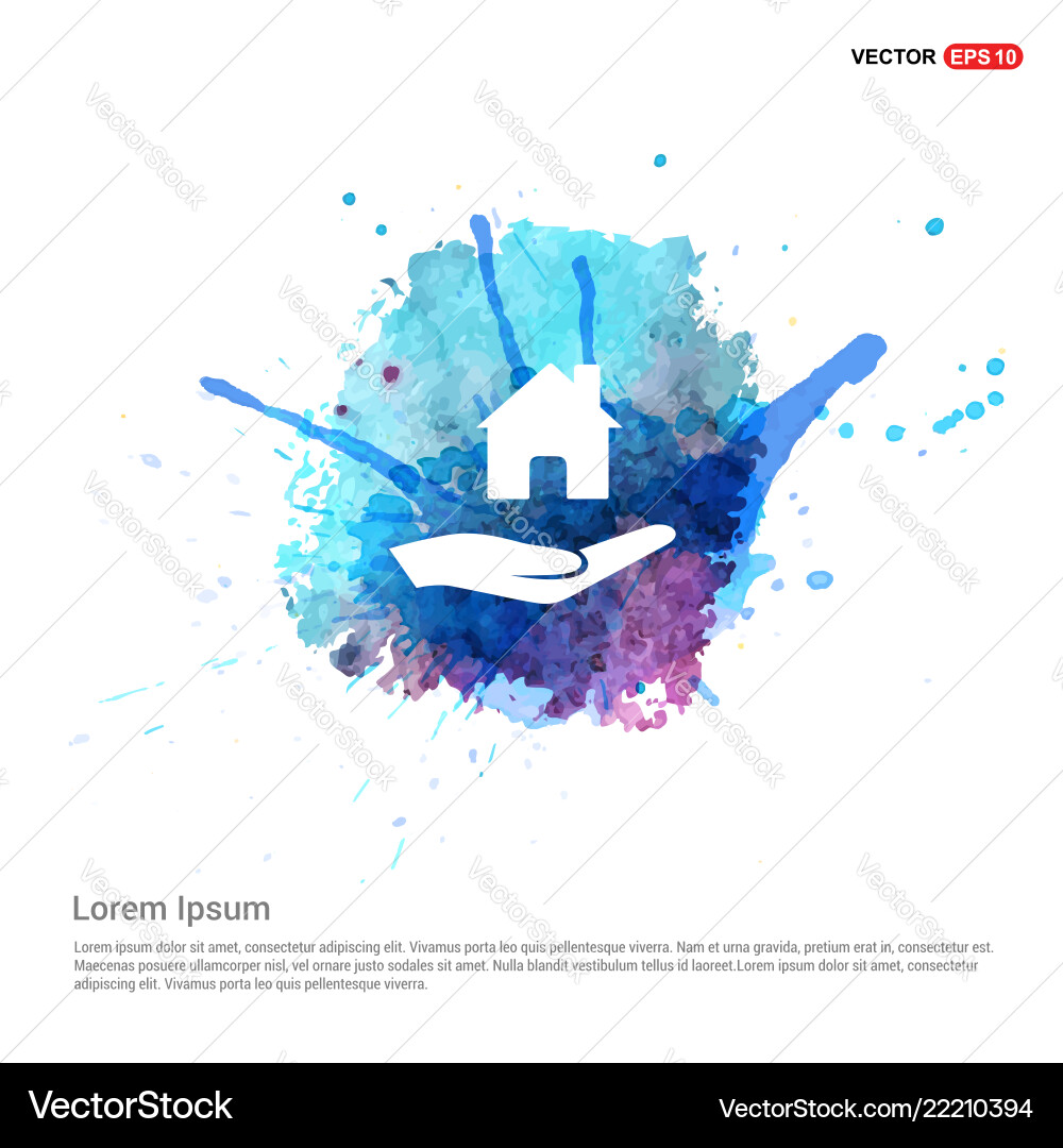 Hände halten Haus-Ikone - Aquarell Hintergrund Hände halten Haus-Ikone - Aquarell Hintergrund vektorbild