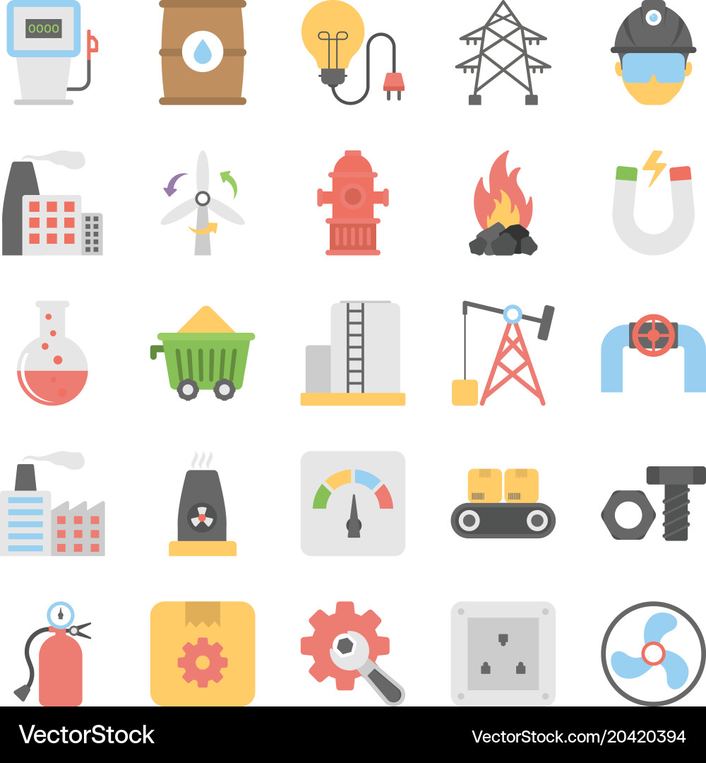 Industrielle und Bau flache Icons Set Industrielle und Bau flache Icons Set vektorbild