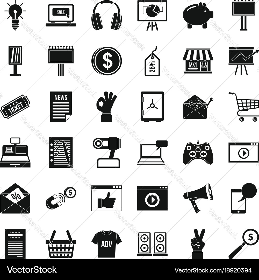 Internet keyword icons set simple style vector image