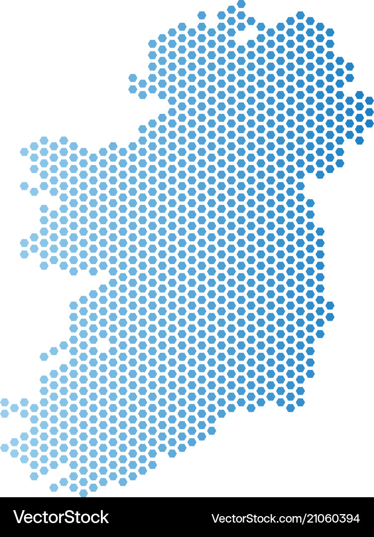 Ireland island map hexagonal abstraction vector image