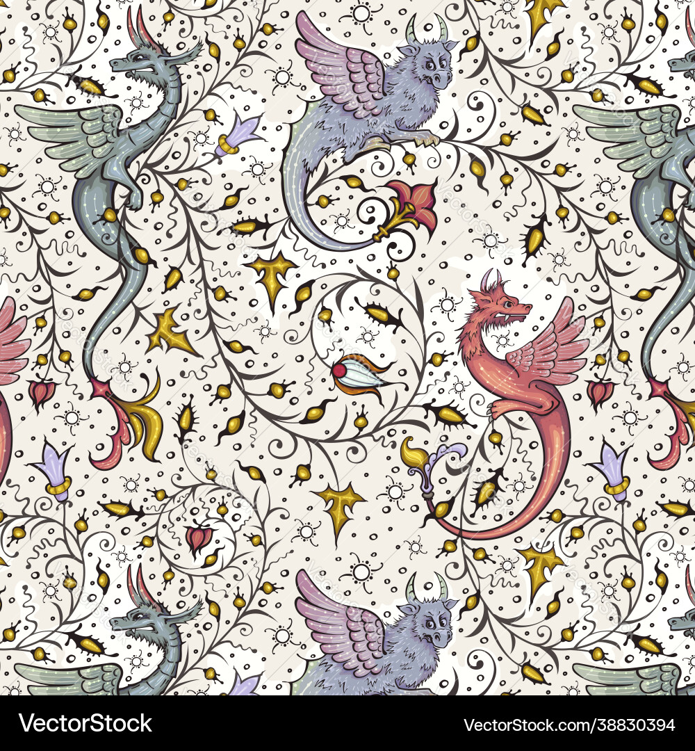 Medieval Scroll Pattern vector image