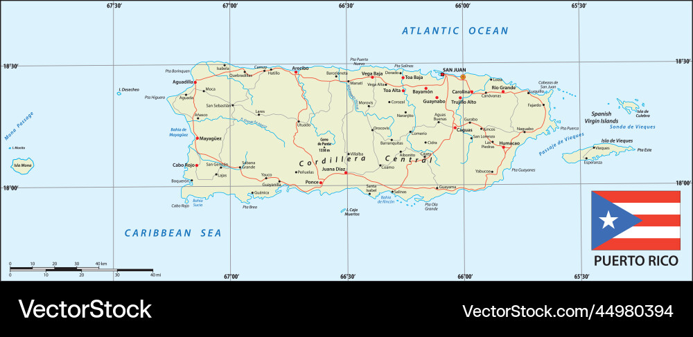 Road map of the us american territory puerto rico Road map of the us american territory puerto rico vector image