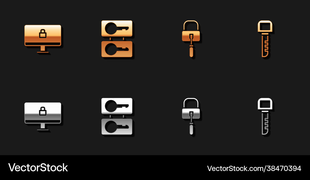 Set lock on computer monitor casting keys picks Set lock on computer monitor casting keys picks vector image