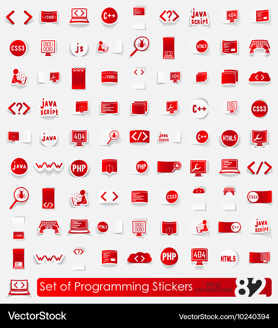Set of programming stickers vector image
