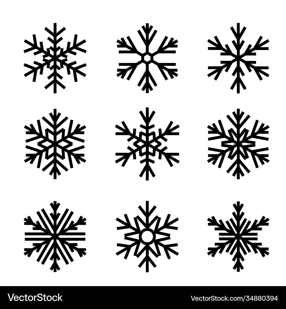 Snowflake icon set isolated on white background Vector Image