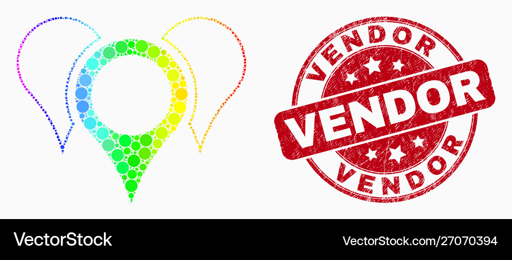 Spectrum dotted map pointers icon Spectrum dotted map pointers icon vector image