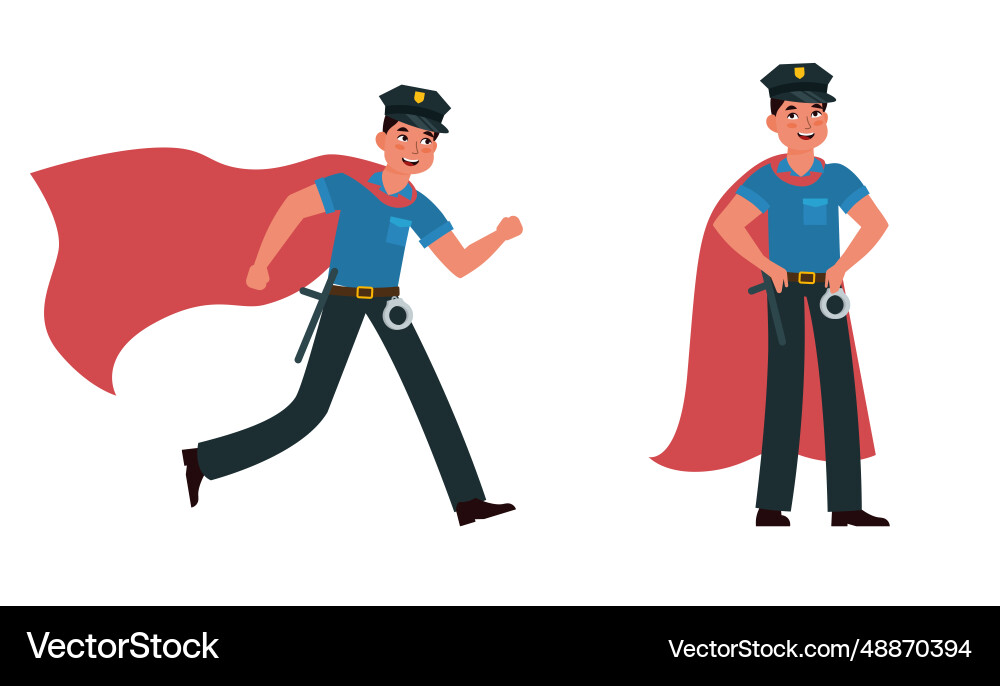 Super cop on duty police superhero vector image