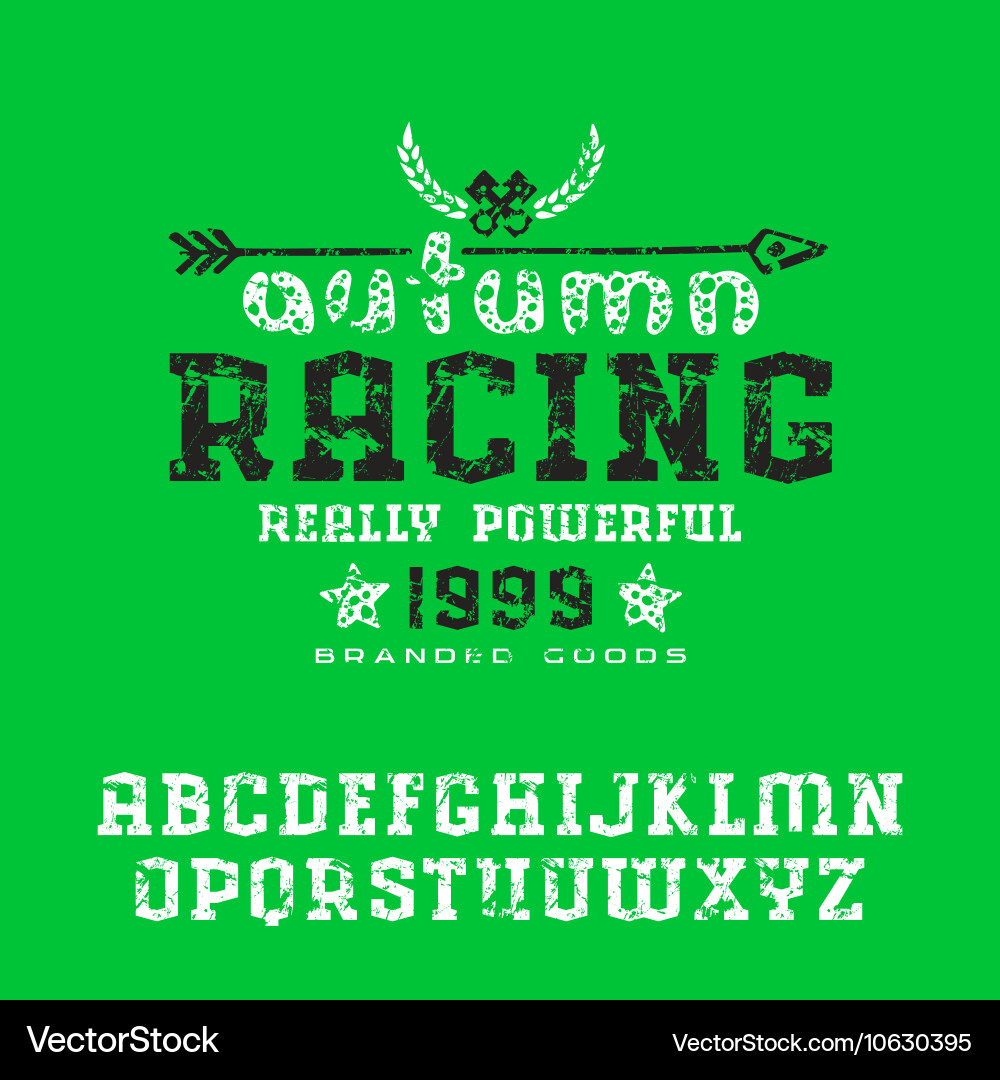 Angular serif font with shabby texture Vector Image