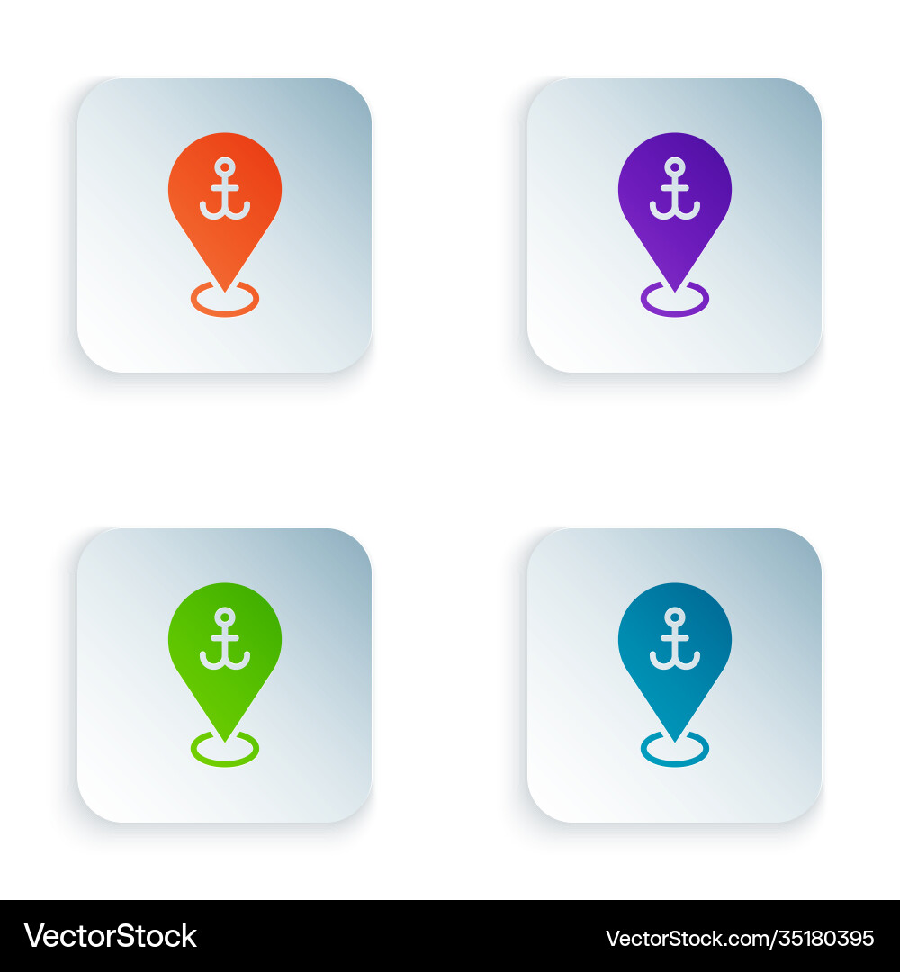 Color map pointer with anchor icon isolated Color map pointer with anchor icon isolated Vector Image