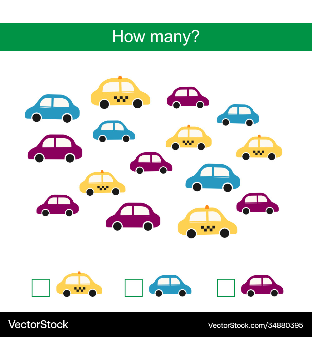 Count how many cars and write result Count how many cars and write result Vector Image