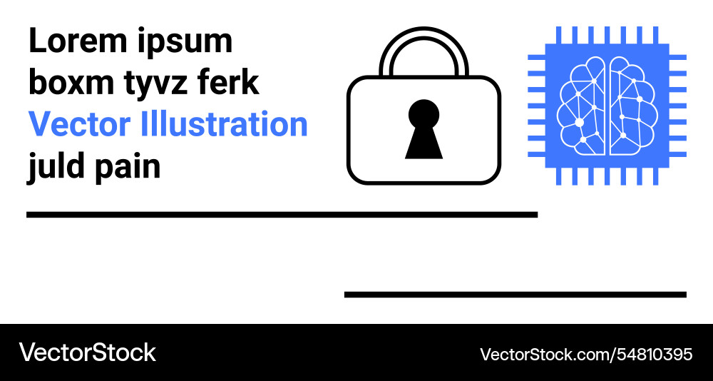 Cybersecurity concept with padlock and ai brain Vector Image