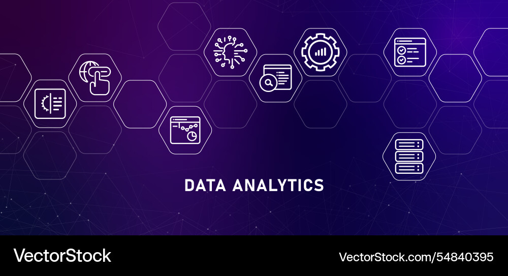 Data analytics big database interpretation Vector Image