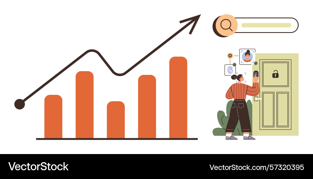 Data growth with secure access and visual Data growth with secure access and visual vector image