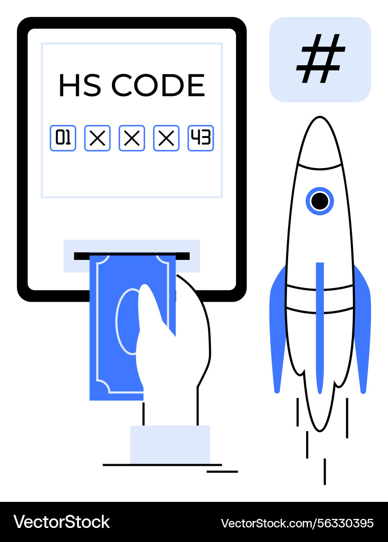 Digital Trade & HS Code Input Vector Image