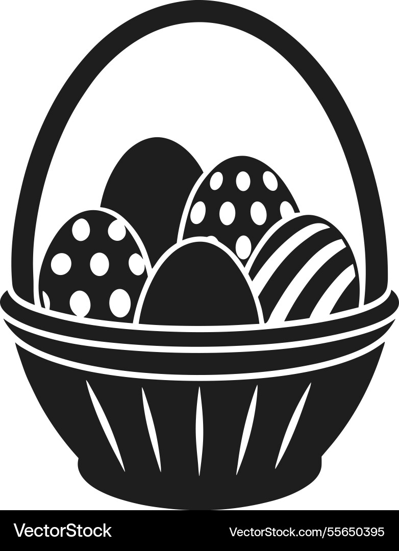 Easter egg basket silhouette decorative holiday Easter egg basket silhouette decorative holiday vector image