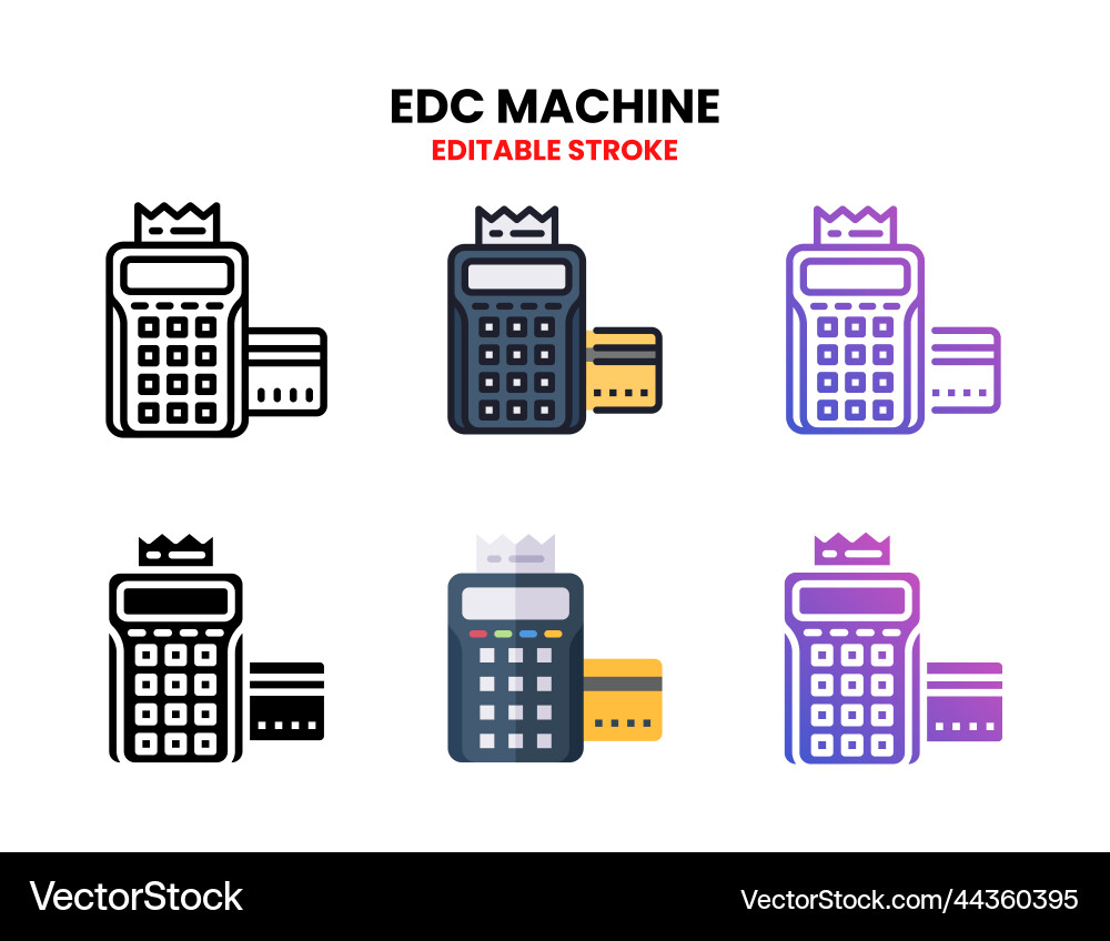 Edc machine icon set with different styles Edc machine icon set with different styles vector image